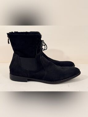 Cesare Paciotti Men’s US 12 Black Suede Fur Lined Ankle Boots Italy Size 11